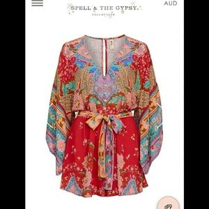 Spell & The Gypsy Collective Lotus Kimono Boho Flowy Festival Romper RARE XS